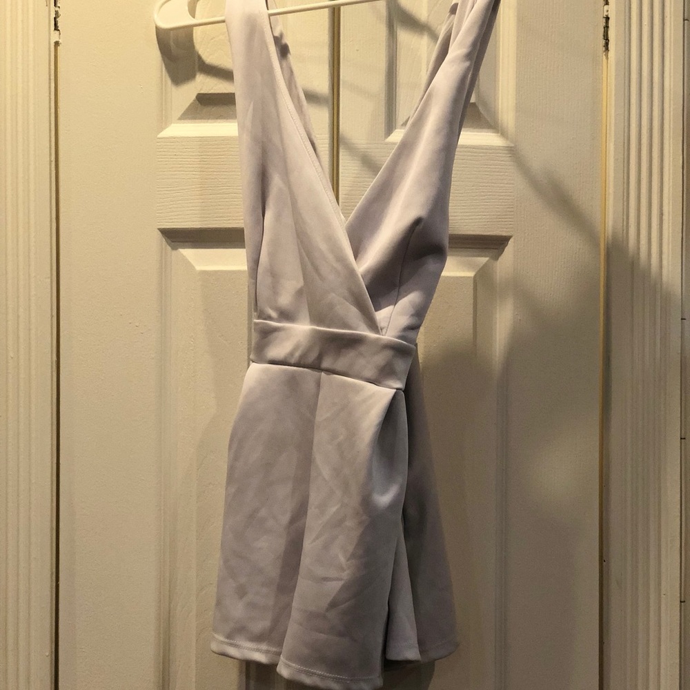 White Deep V-neck Romper